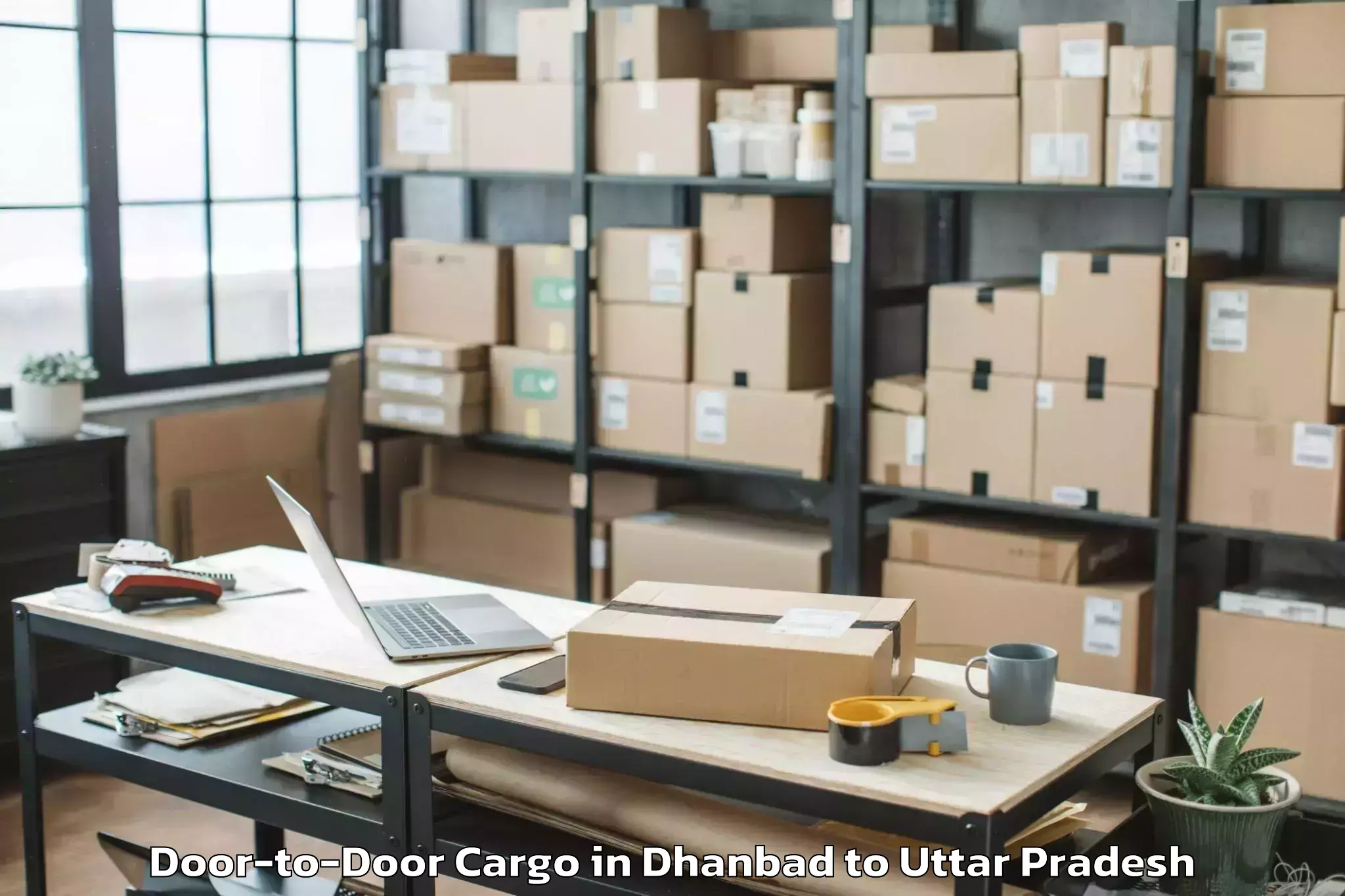 Book Dhanbad to Lakhna Door To Door Cargo Online